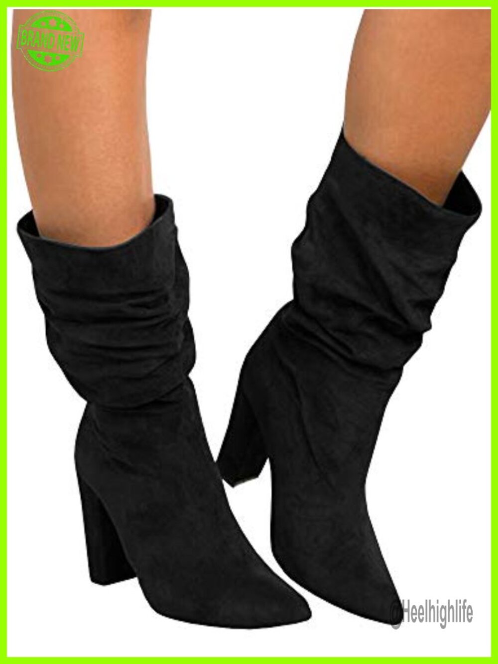 Women's Slouchy Mid-Calf Faux Suede Block Heel Boots